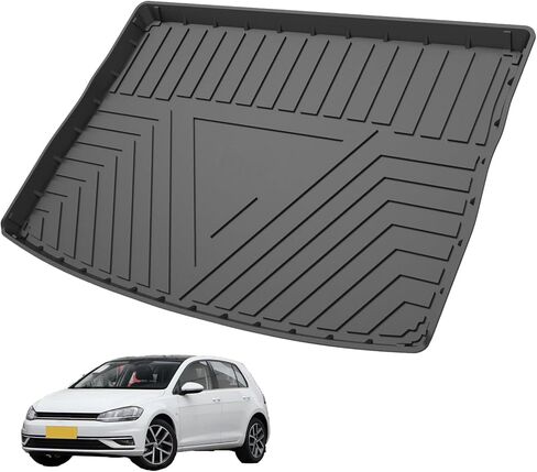 Elsetyler مناسب خصيصًا لبطانة البضائع Volkswagen Golf GTI/Golf R/Golf 2015-2021 - أسود TPE مناسب لجميع الأحوال الجوية شديد التحمل مقاوم للماء لصينية البضائع الخلفية وواقي أرضية صندوق السيارة in Kuwait