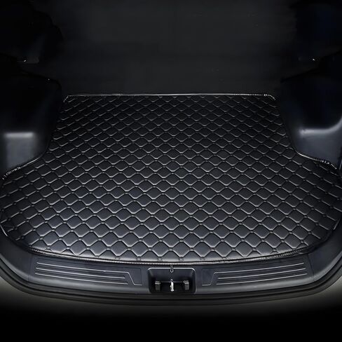 حصيرة صندوق السيارة لسيارات Hyundai Elantra 2005 2006 2007 2008 2009 2010 2011 2012 2013 2014 2015 2016 2017، سجادة صندوق السيارة من الجلد الصناعي للحماية من جميع الأحوال الجوية، حافة مسطحة - أسود in Kuwait
