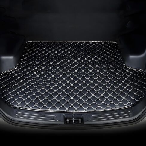 حصيرة صندوق السيارة لسيارات Hyundai Elantra 2005 2006 2007 2008 2009 2010 2011 2012 2013 2014 2015 2016 2017، سجادة صندوق السيارة من الجلد الصناعي للحماية من جميع الأحوال الجوية، حافة مسطحة - أسود in Kuwait