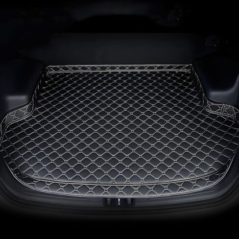 حصيرة صندوق السيارة لسيارات Hyundai Elantra 2005 2006 2007 2008 2009 2010 2011 2012 2013 2014 2015 2016 2017، سجادة صندوق السيارة من الجلد الصناعي للحماية من جميع الأحوال الجوية، حافة مسطحة - أسود in Kuwait