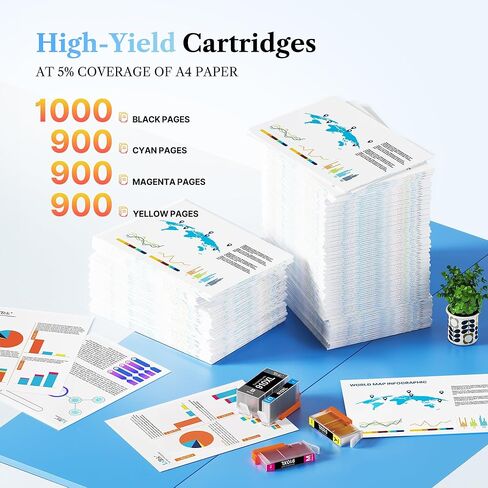 خراطيش حبر LxTek 910XL لاستبدال طابعات HP لحزمة كومبو خراطيش الحبر HP 910XL HP910XL/910 Multipack XL Color لطابعة OfficeJet 8010 8015 8018 8022 Pro 8020 8025 8028 8035 (4 عبوات) in Kuwait