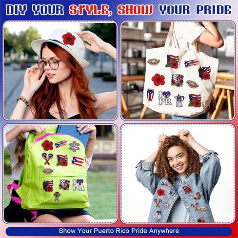 Hoteam 30 Pcs Puerto Rico Embroidered Patches Puerto Rico Flag Iron on Sew on Patch Embroidered Applique Decal for Clothes Dress Hat Jeans DIY Accessories in Kuwait