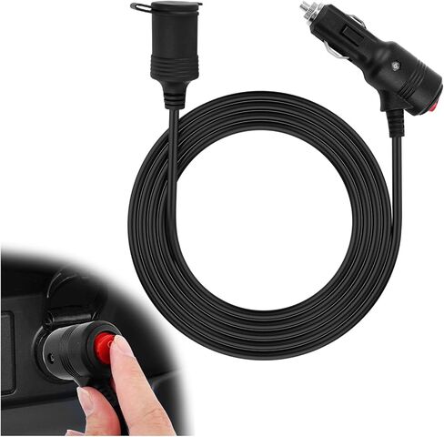 3Ft 16AWG Cigarette Lighter Extension Cord,Heavy Duty 12V Extension Cord with 15A Fuse & LED Indicator,Plug & Play Cigarette Lighter Extender for Car Refrigerator,Coolers in Kuwait
