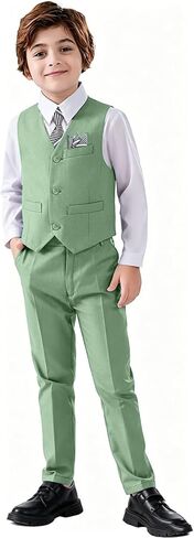 Boy's 5-Piece Suit, Boys' Formal Suit Set with Vest Pants and Tie, Boys Formal Dresswear Vest Set, Toddler Boy Vest Set in Saudi Arabia