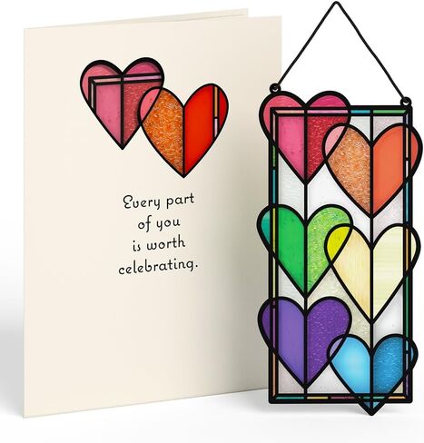 بطاقة Lovepop Pride Month Suncatcher لها وله - بطاقات تهنئة ثلاثية الأبعاد للأولاد والبنات والرجال والنساء - كل جزء منك يستحق الاحتفال - بطاقة زهور مقاس 5 × 7 بوصة - تتضمن بطاقة ملاحظات فارغة ومظروف in Saudi Arabia