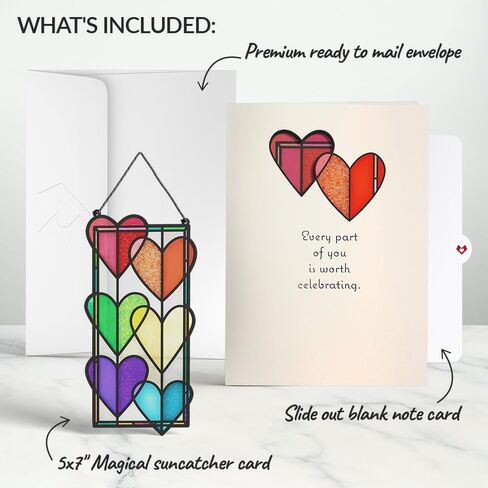 بطاقة Lovepop Pride Month Suncatcher لها وله - بطاقات تهنئة ثلاثية الأبعاد للأولاد والبنات والرجال والنساء - كل جزء منك يستحق الاحتفال - بطاقة زهور مقاس 5 × 7 بوصة - تتضمن بطاقة ملاحظات فارغة ومظروف in Saudi Arabia