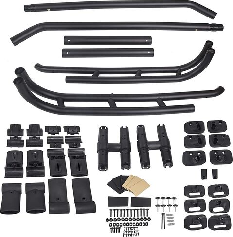 حامل سقف علوي من الألومنيوم من Kojem متوافق مع 2007-2014 Toyota FJ Cruiser Rail Crossbar Top Cargo Luggage Carrier أسود مطلي بمسحوق 165 رطل in Kuwait