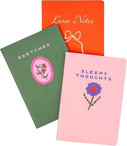 ban.do Rough Draft Notebook Journal Set of 3, Soft Cover Stitch Notebooks with 32 Lined Pages Each, Love Notes in Kuwait