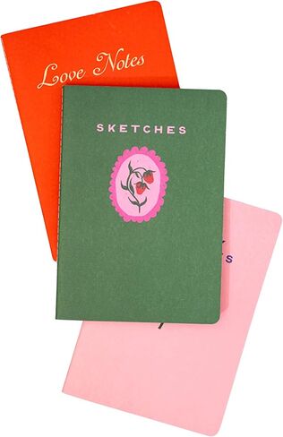ban.do Rough Draft Notebook Journal Set of 3, Soft Cover Stitch Notebooks with 32 Lined Pages Each, Love Notes in Kuwait