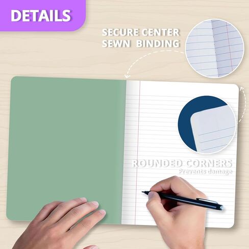 ONAVIA Composition Notebook 4 Pack, Wide Ruled Composition Notebook, Poly Cover, 9.75 x 7.5 Inch, 80 Sheets, Sewn Binding for School, Handwriting Practice, Muti Colors in Saudi Arabia
