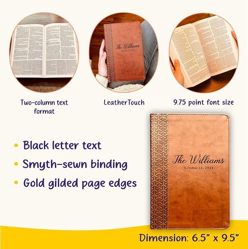 Personalized KJV Family Bible, Custom Engraved KJV Family Study Bible, Wedding Gifts, Christian Gifts, Family Bible for Wedding in Saudi Arabia