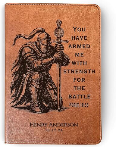 Personalized Bible for Men, ESV RVR Bilingual Bible, Custom Bible Engraved Name, Knight Warrior Design, Christian Gift, Bible Gifts for Him in Saudi Arabia