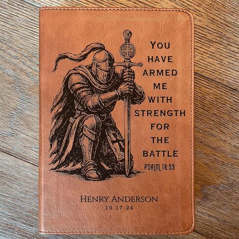 Personalized Bible for Men, ESV RVR Bilingual Bible, Custom Bible Engraved Name, Knight Warrior Design, Christian Gift, Bible Gifts for Him in Saudi Arabia