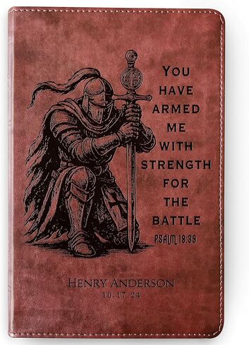 Personalized Bible for Men, ESV Large Print Bible, Custom Bible Engraved Name, Knight Warrior Design, Christian Gift, Bible Gifts for Him in Saudi Arabia