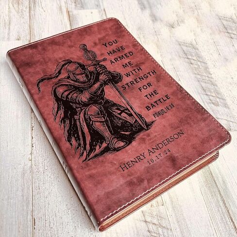 Personalized Bible for Men, ESV Large Print Bible, Custom Bible Engraved Name, Knight Warrior Design, Christian Gift, Bible Gifts for Him in Saudi Arabia