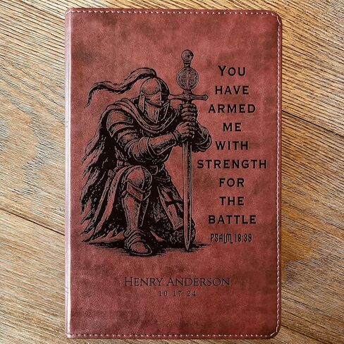 Personalized Bible for Men, ESV Large Print Bible, Custom Bible Engraved Name, Knight Warrior Design, Christian Gift, Bible Gifts for Him in Saudi Arabia