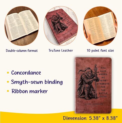 Personalized Bible for Men, ESV Large Print Bible, Custom Bible Engraved Name, Knight Warrior Design, Christian Gift, Bible Gifts for Him in Saudi Arabia