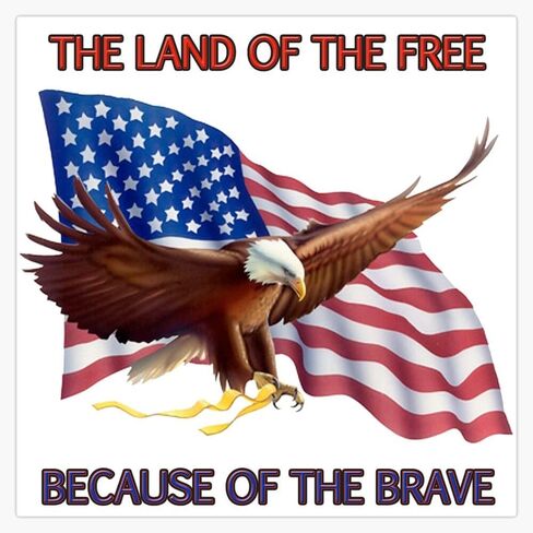 The Land of The Free Because of The Brave Magnet Reusable Flexible Magnetic Sticker 5" in Kuwait