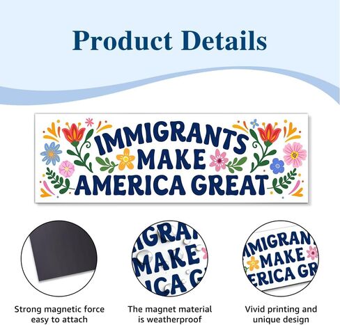 Immigrants Make America Great Car Bumper Magnet, Protect Immigrants Magnets for Bumper Fridge Locker, Democracy Human Rights Sticker or Magnets, Equality Car Accessories for Liberal Activist in Kuwait