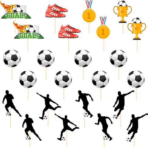 24 Pcs Soccer Ball Cupcake Toppers - Birthday Cake Topper Decorations Cupcake Picks - Sports Theme Birthday Party Decorations Game Day Party Supplies in Saudi Arabia