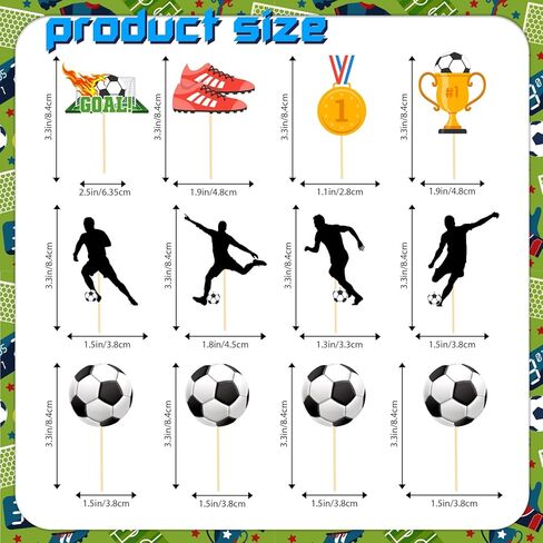 24 Pcs Soccer Ball Cupcake Toppers - Birthday Cake Topper Decorations Cupcake Picks - Sports Theme Birthday Party Decorations Game Day Party Supplies in Saudi Arabia