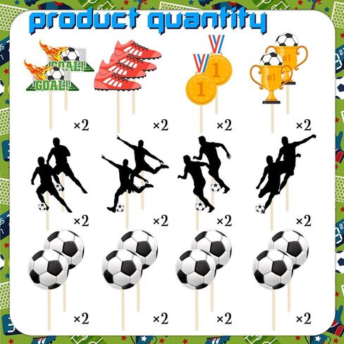 24 Pcs Soccer Ball Cupcake Toppers - Birthday Cake Topper Decorations Cupcake Picks - Sports Theme Birthday Party Decorations Game Day Party Supplies in Saudi Arabia