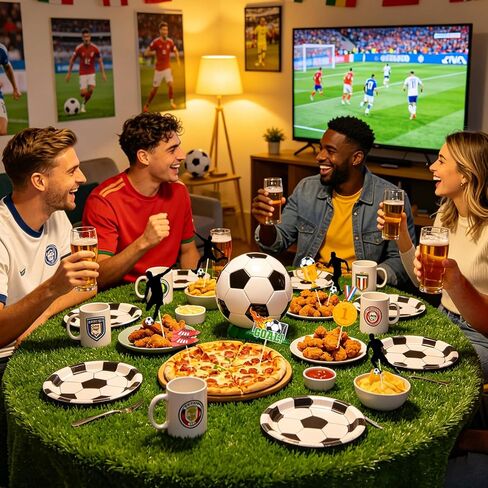 24 Pcs Soccer Ball Cupcake Toppers - Birthday Cake Topper Decorations Cupcake Picks - Sports Theme Birthday Party Decorations Game Day Party Supplies in Saudi Arabia