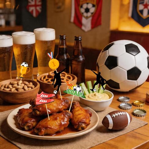 24 Pcs Soccer Ball Cupcake Toppers - Birthday Cake Topper Decorations Cupcake Picks - Sports Theme Birthday Party Decorations Game Day Party Supplies in Saudi Arabia