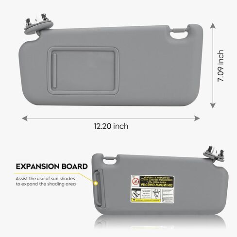 Left Driver Side Gray Sunvisor with Light Fit for Toyota RAV4 2006-2013, Sun Visor Replacement for 74320-42501-B2, with Makeup Mirror in Kuwait