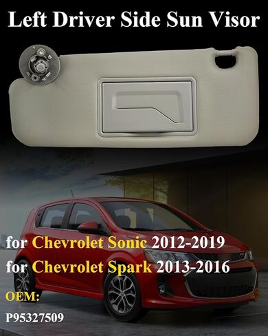 Sun Visor Fits for Chevy Sonic 2012-2019 Spark 2013-2016 Replacement Driver Left Side Car Sun Visor with Mirror P95327509 in Saudi Arabia