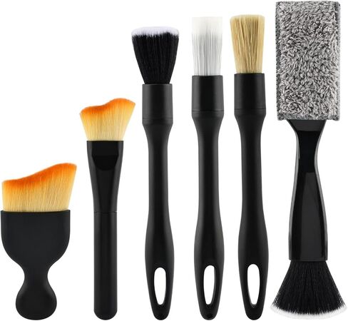 6PCS Car Interior Detailing Brush Set, Ultra Soft Boars Bristle Detailing Brushes for Cleaning Interior or Exterior, Emblem, Wheels, Air Vent, Leather Seats, Car Accessories for Truck, SUV in Saudi Arabia