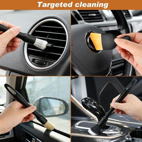 6PCS Car Interior Detailing Brush Set, Ultra Soft Boars Bristle Detailing Brushes for Cleaning Interior or Exterior, Emblem, Wheels, Air Vent, Leather Seats, Car Accessories for Truck, SUV in Saudi Arabia