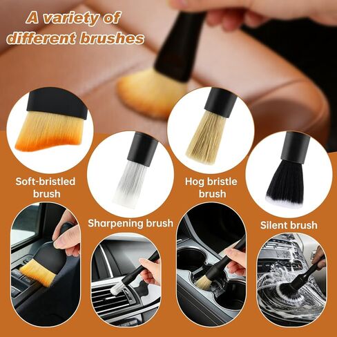 6PCS Car Interior Detailing Brush Set, Ultra Soft Boars Bristle Detailing Brushes for Cleaning Interior or Exterior, Emblem, Wheels, Air Vent, Leather Seats, Car Accessories for Truck, SUV in Saudi Arabia