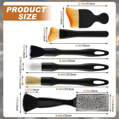 6PCS Car Interior Detailing Brush Set, Ultra Soft Boars Bristle Detailing Brushes for Cleaning Interior or Exterior, Emblem, Wheels, Air Vent, Leather Seats, Car Accessories for Truck, SUV in Saudi Arabia