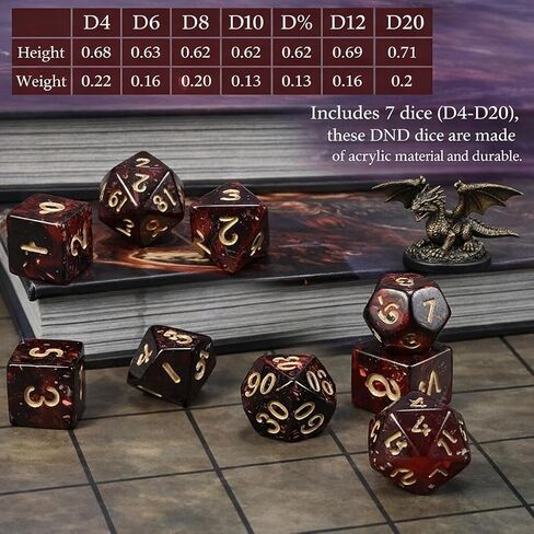 برج النرد الخشبي مع مجموعة نرد 7 DND وحقيبة، بكرة نرد RPG بلمسة نهائية من الجوز العتيق لألعاب DND Dungeons and Dragons وPathfinder وTTRPG على الطاولة in Saudi Arabia
