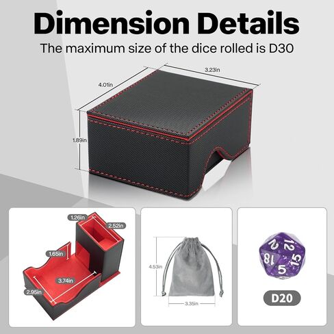 Dice Roller Tower, Premium DND Magnetic Dice Tray, Foldable PU Leather Dice Tower RPG Gifts for Dungeons and Dragons MTG Dm & Player Turquoise/Pink（Flame Dragon） in Saudi Arabia