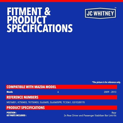 JC Whitney JFBAJCWCA00754 Set of 2 Sway Bar Link (Rear) - Compatible with Mazda 6 2009-2013 in Kuwait