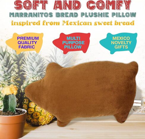 EsTodo Marranitos Pillow - Mexican Bread Pillow - Pan Dulce Puerquito Almohada for Desk Office Travel - Plush Squishy Pillows - Mexico Gift - Mexican Ideas (Small - 16 x 10 Inches) in Saudi Arabia