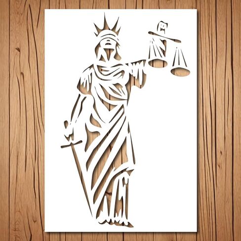 Lady Justice Stencil | Reusable Lady Justice Scale Graffiti Street Under Art Lady Stencils for Painting on Wood, Glass, Wall, Rock, Walls, Canvas, Glassware, Spray Painting, Airbrushing (5"x 8") in Kuwait