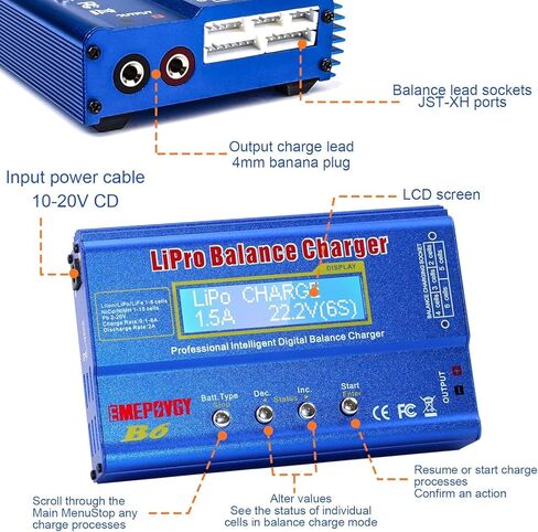 شاحن توازن بطارية ليبو B6 مفرغ 80 وات لبطارية NiMH/NiCd (1-15S) LiPo/Li-ion/Life (1-6S) شاحن توازن بطاريات هواية RC مع مصدر طاقة تيار متردد in Kuwait