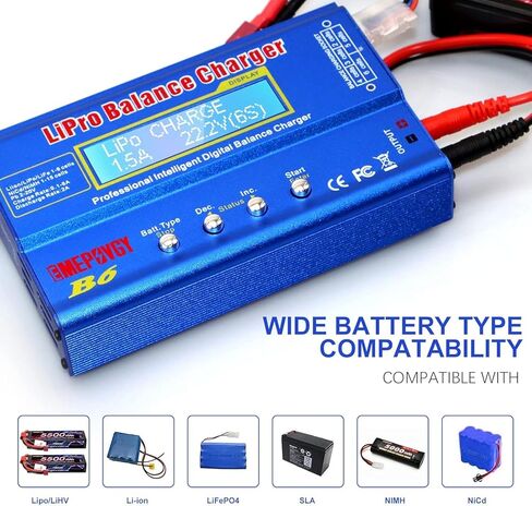 شاحن توازن بطارية ليبو B6 مفرغ 80 وات لبطارية NiMH/NiCd (1-15S) LiPo/Li-ion/Life (1-6S) شاحن توازن بطاريات هواية RC مع مصدر طاقة تيار متردد in Kuwait