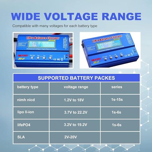 شاحن توازن بطارية ليبو B6 مفرغ 80 وات لبطارية NiMH/NiCd (1-15S) LiPo/Li-ion/Life (1-6S) شاحن توازن بطاريات هواية RC مع مصدر طاقة تيار متردد in Kuwait