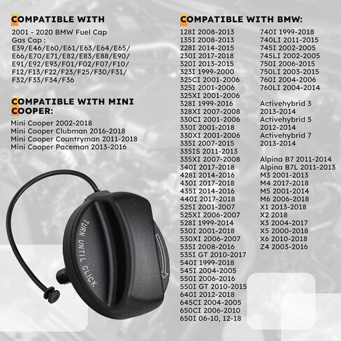 Gas Cap & Fuel Cap Compatible with 2001-2018 BMW 320i 323i 325i xi 328i 330i 335i 525i 528i 530i 535i gt, X1 X3 X5, X6 128i 430i, 6 & 7 Series & MINI Cooper | 16117222391, 31848, 10844 in Saudi Arabia