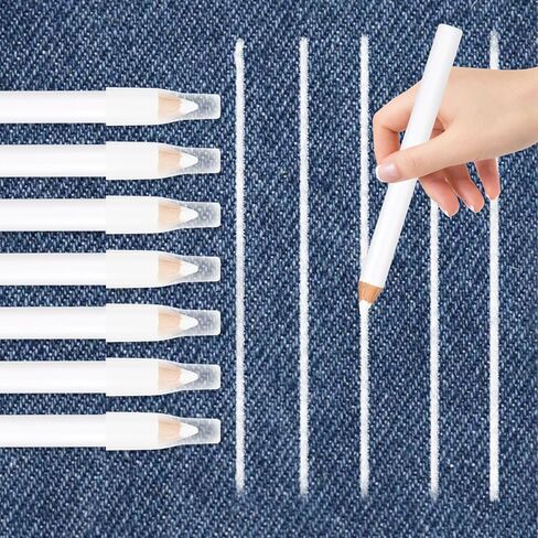 7PCS Sewing Pencils for Fabric, 3.5'' Wax-Based Fabric Pencil with Tip Caps, Washable White Marking Pencils for Quilting Dressmaker DIY Crafts in Kuwait