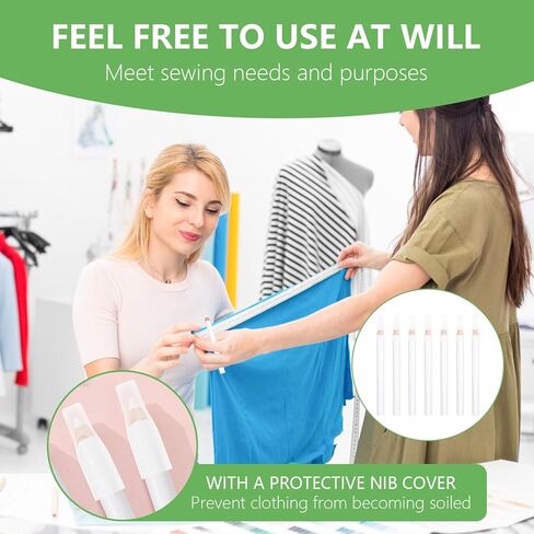 7PCS Sewing Pencils for Fabric, 3.5'' Wax-Based Fabric Pencil with Tip Caps, Washable White Marking Pencils for Quilting Dressmaker DIY Crafts in Kuwait