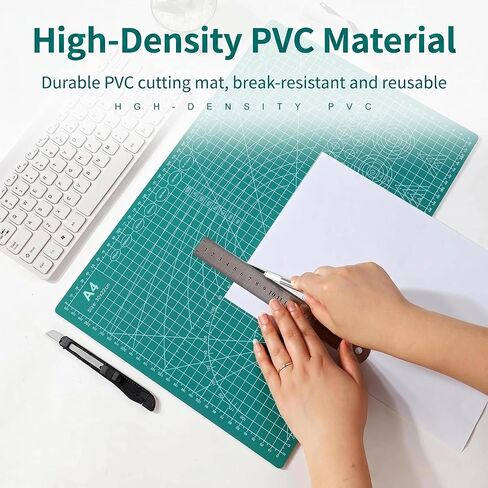 Self Healing Sewing Mat - A4 (9"x12"), 5-Ply PVC Construction, Exacto Knife Precision Carving Craft Hobby Knife Kit with Metal Handle for DIY Art Work Cutting, Hobby, Stencil, Scrapbooking in Saudi Arabia