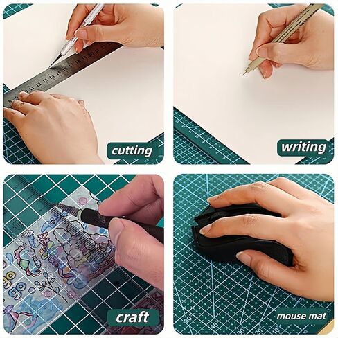 Self Healing Sewing Mat - A4 (9"x12"), 5-Ply PVC Construction, Exacto Knife Precision Carving Craft Hobby Knife Kit with Metal Handle for DIY Art Work Cutting, Hobby, Stencil, Scrapbooking in Saudi Arabia