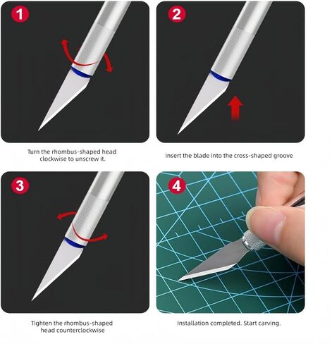 Self Healing Sewing Mat - A4 (9"x12"), 5-Ply PVC Construction, Exacto Knife Precision Carving Craft Hobby Knife Kit with Metal Handle for DIY Art Work Cutting, Hobby, Stencil, Scrapbooking in Saudi Arabia