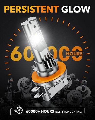 لمبة إضاءة LED OXILAM H11B، سطوع 1300% 6500K أبيض، عمر 60,000 ساعة، قابس مباشر 5 دقائق، IP68، ضوء ضباب مضاد للوميض متوافق مع شاحنات السيارات وسيارات الدفع الرباعي، حزمة من 2 in Kuwait