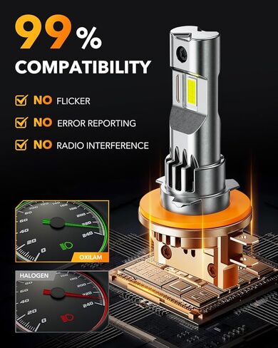 لمبة إضاءة LED OXILAM H11B، سطوع 1300% 6500K أبيض، عمر 60,000 ساعة، قابس مباشر 5 دقائق، IP68، ضوء ضباب مضاد للوميض متوافق مع شاحنات السيارات وسيارات الدفع الرباعي، حزمة من 2 in Kuwait